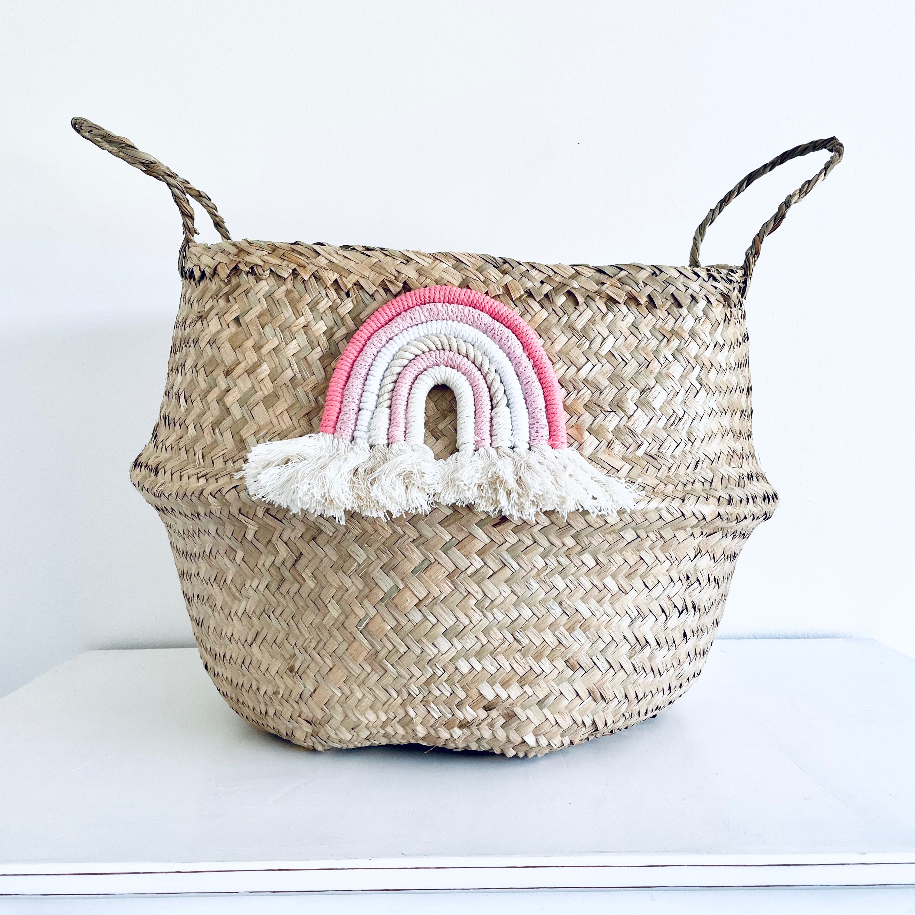 Pastel macrame rainbow basket - Extra Large - Bellybambino