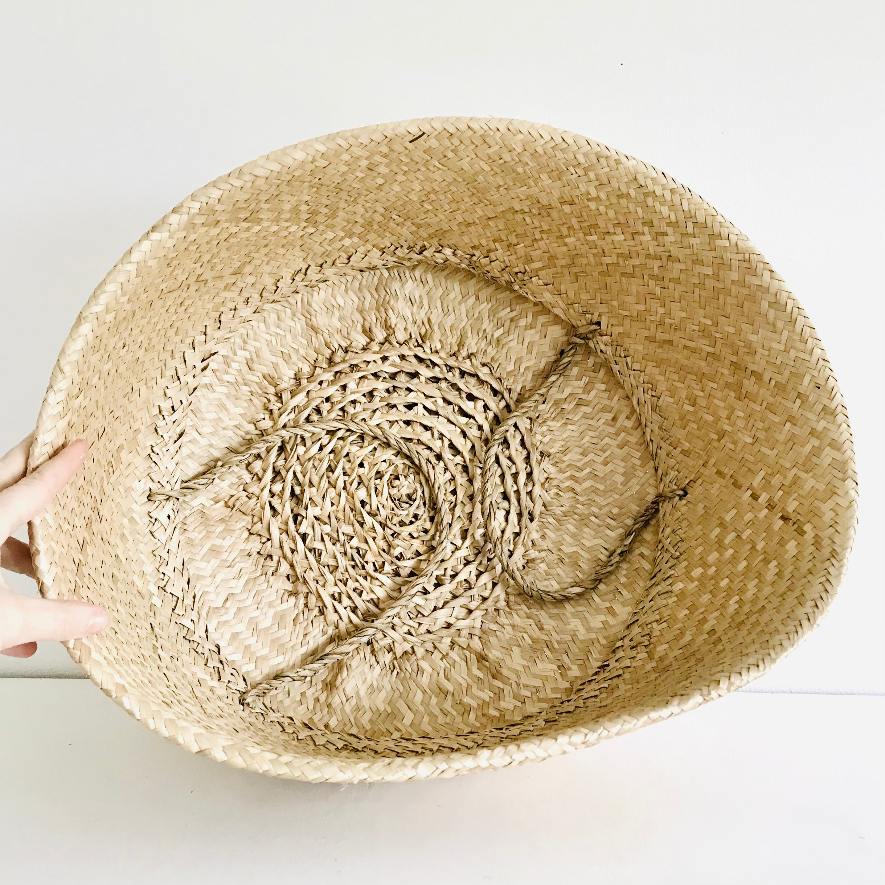 Dusky Pink two-tone Seagrass Basket - Extra Large - Bellybambino