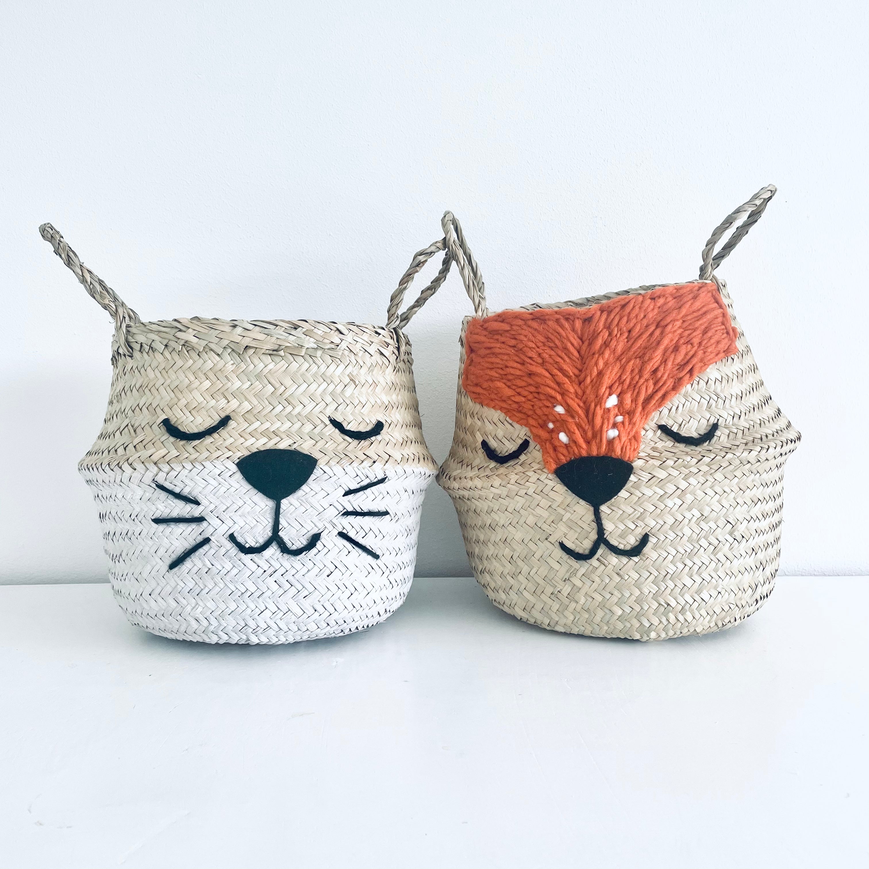 White Bottom Whiskers Basket - Small - Bellybambino