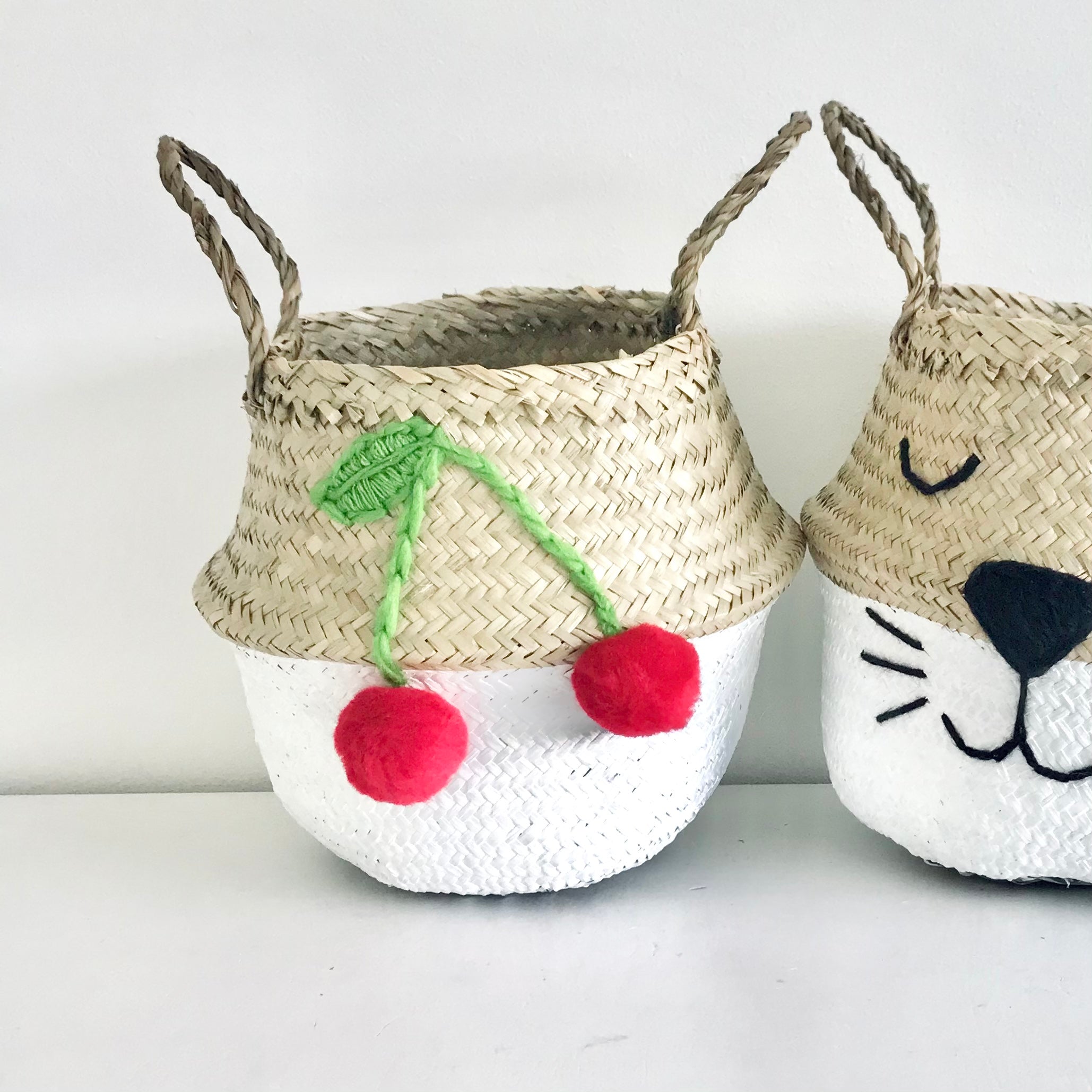 White Cherry Basket - Small - Bellybambino