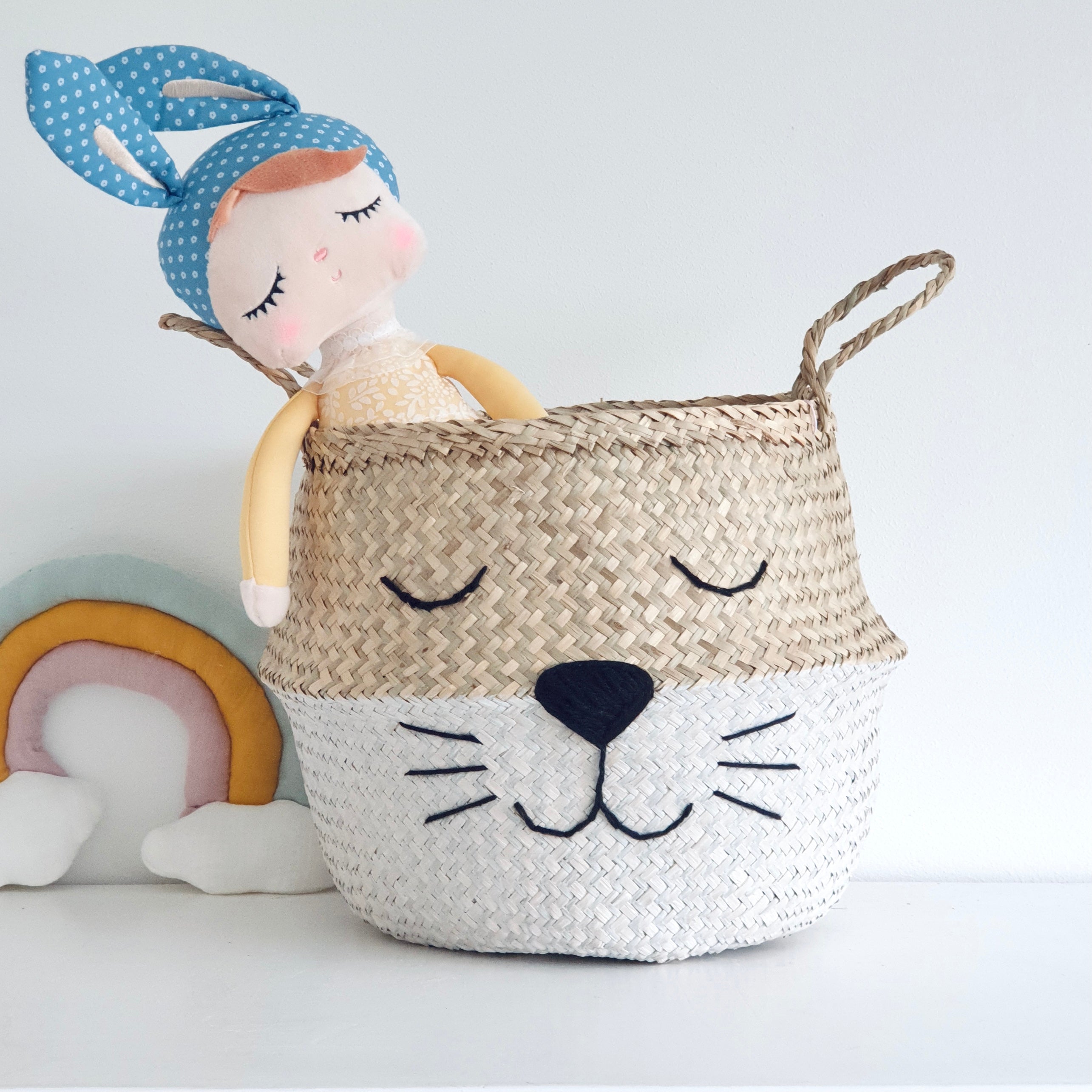 White Bottom Whiskers Basket - Large - Bellybambino