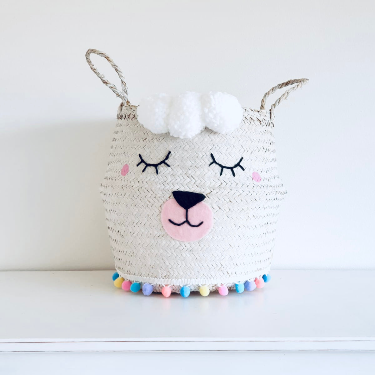 Lucy Llama pom pom Basket - Large - Bellybambino