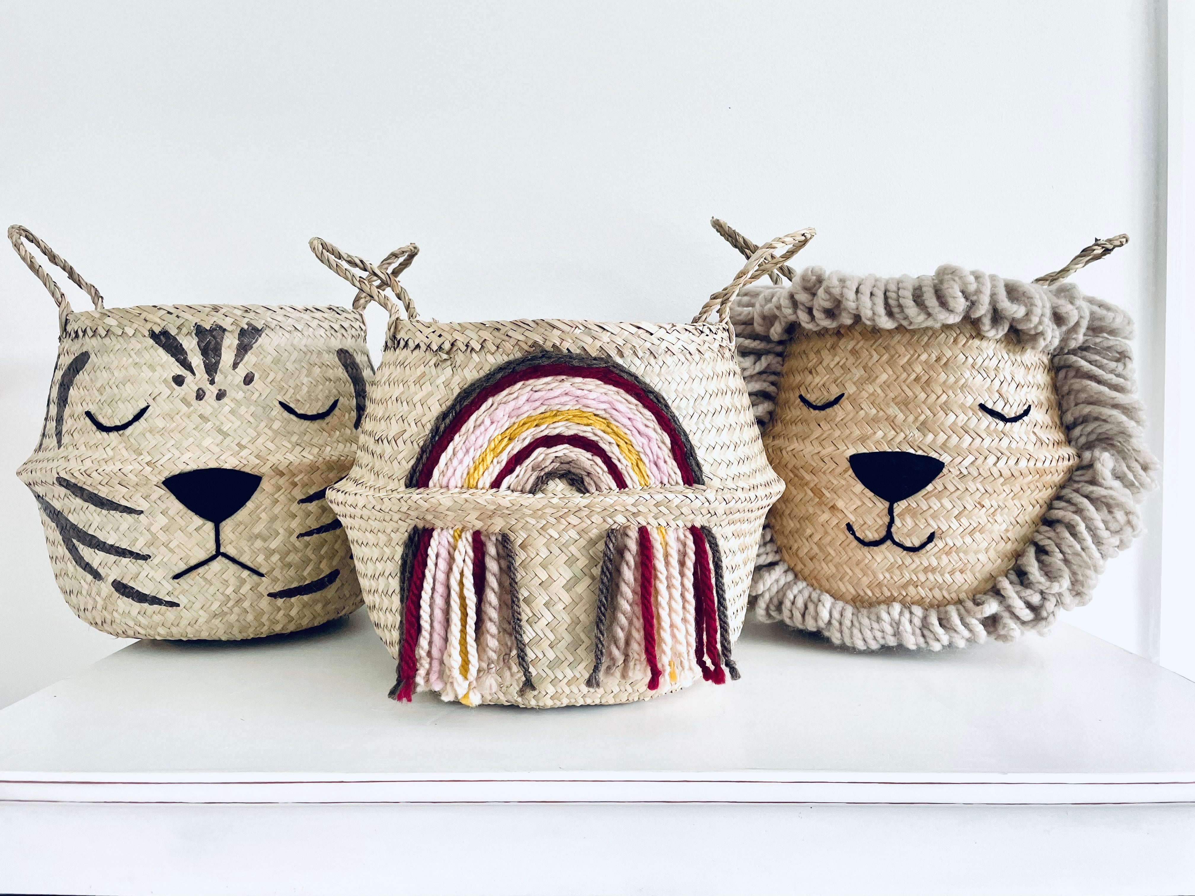 Maroon tassel rainbow basket - Large - Bellybambino
