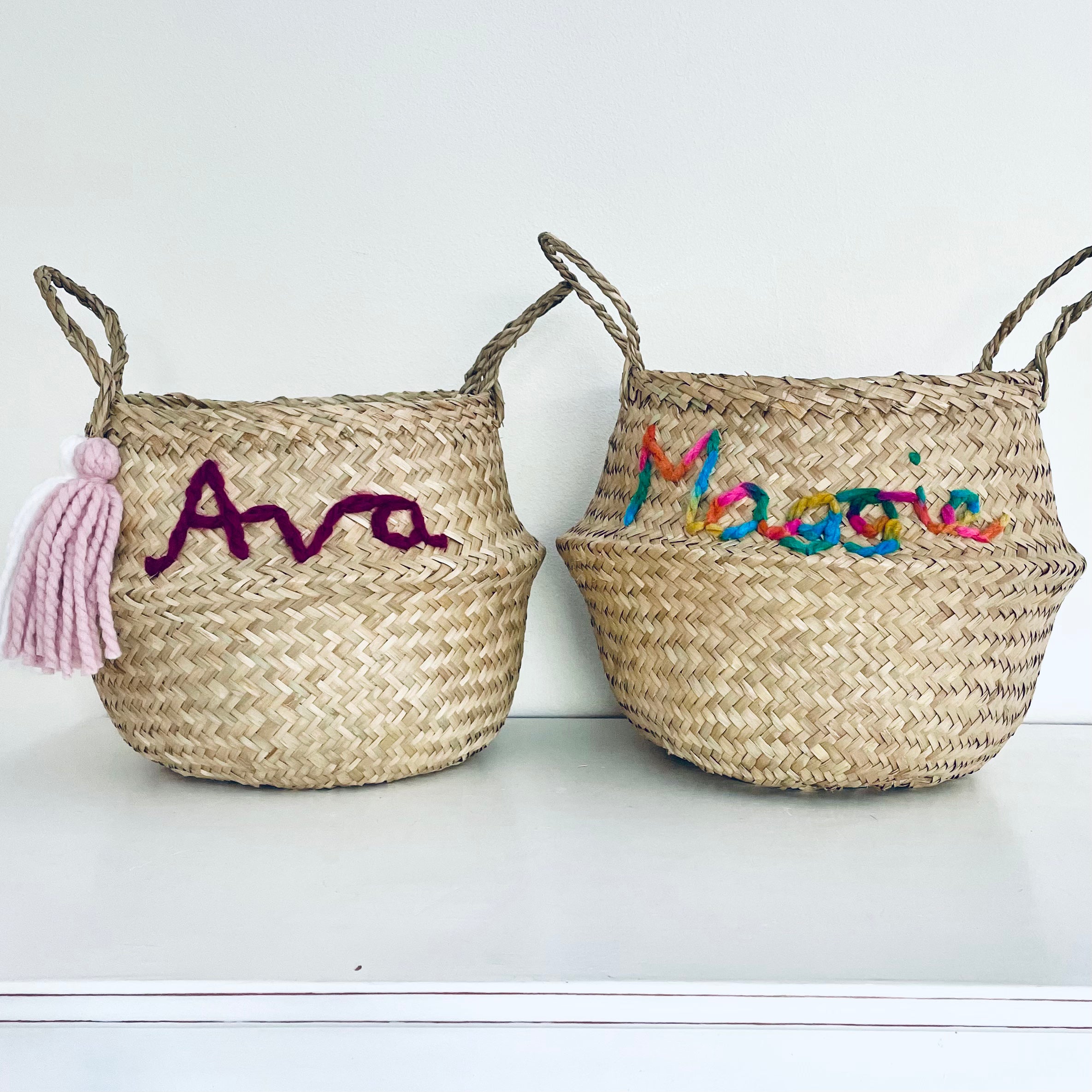 Rainbow Personalised Name basket - Large - Bellybambino