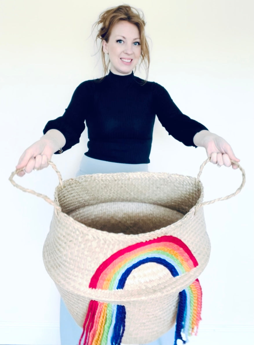 Vivid tassel rainbow basket - Extra Large - Bellybambino