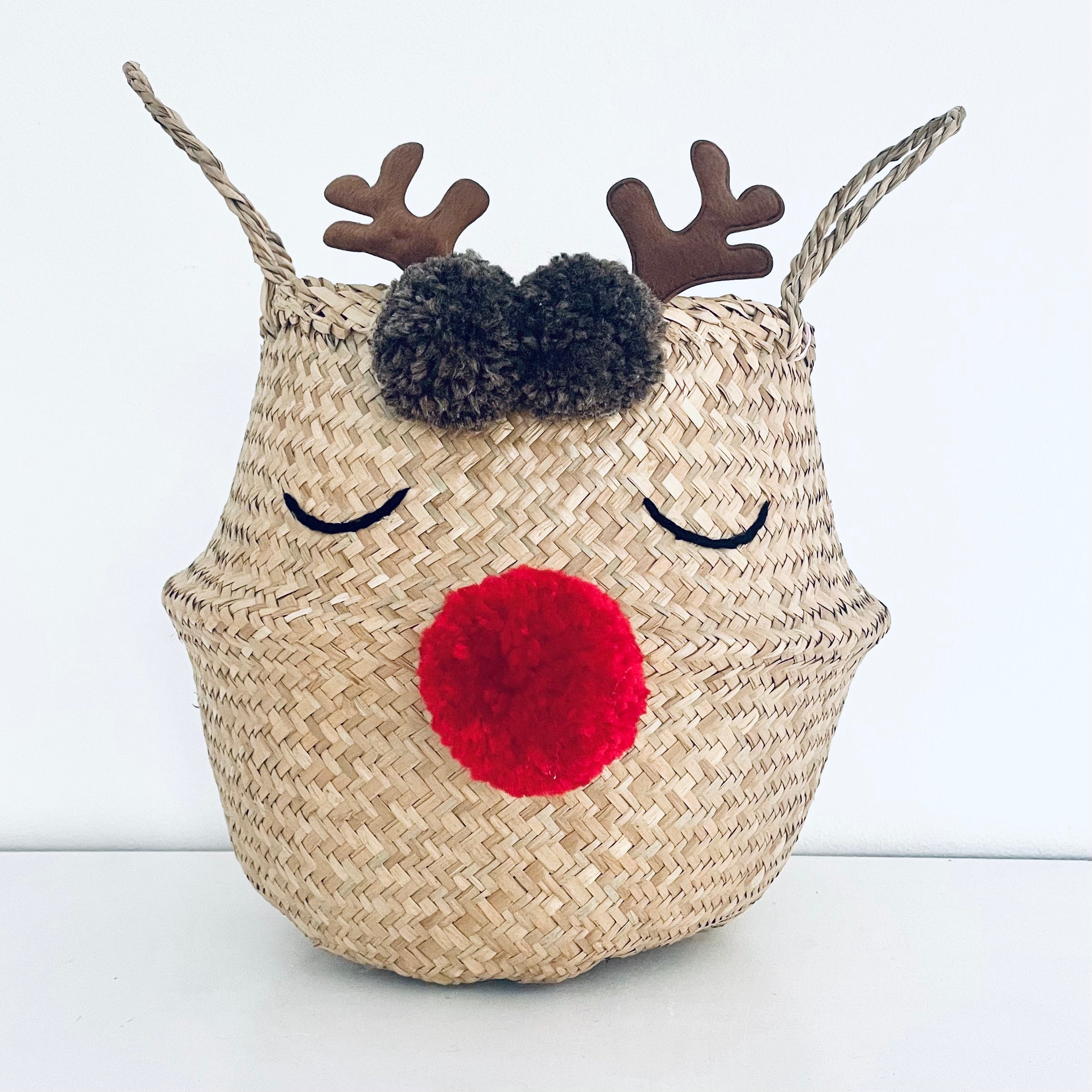 Reindeer pom pom basket - large - Bellybambino