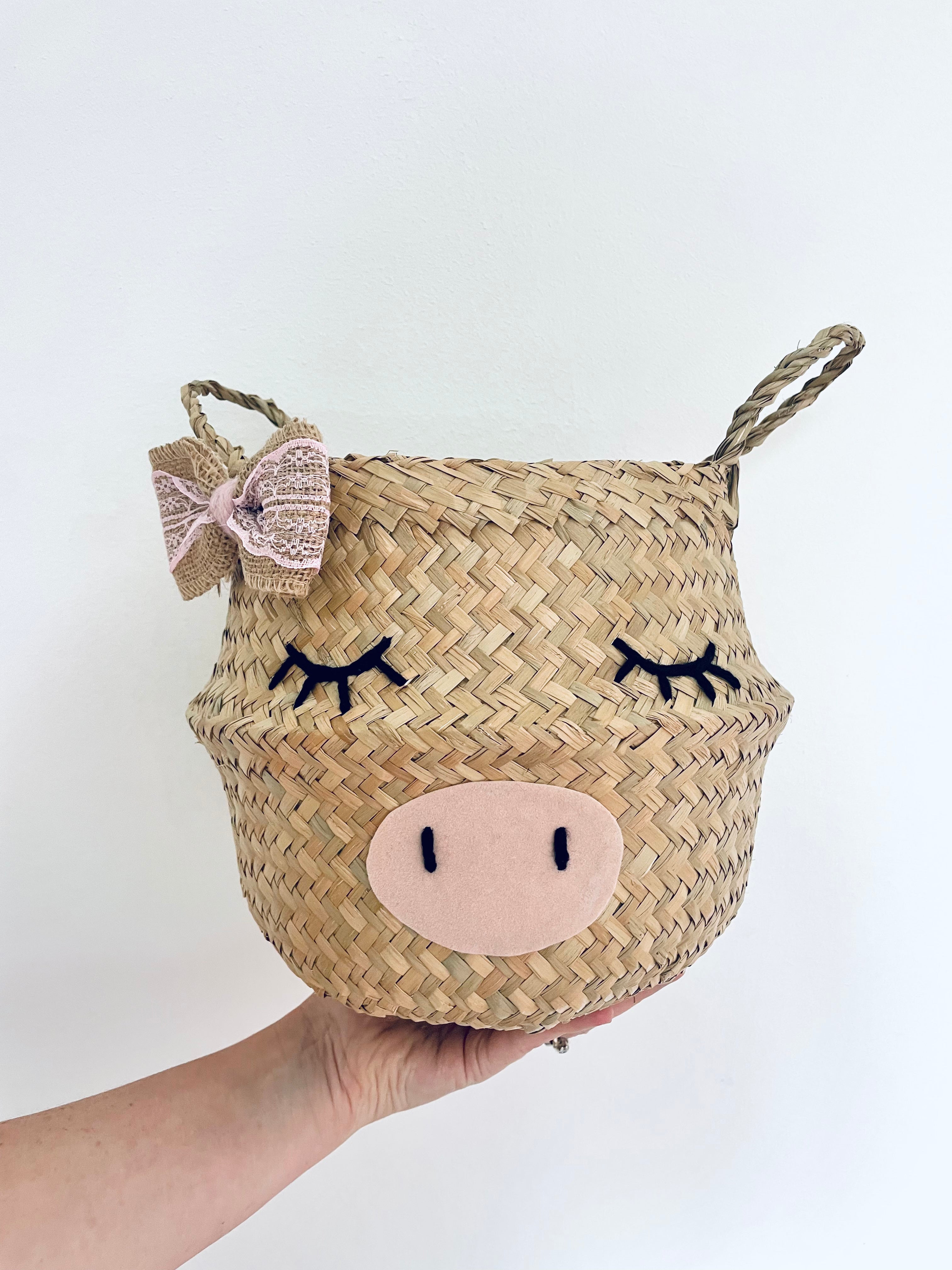 Little Bow Pig Basket - Small