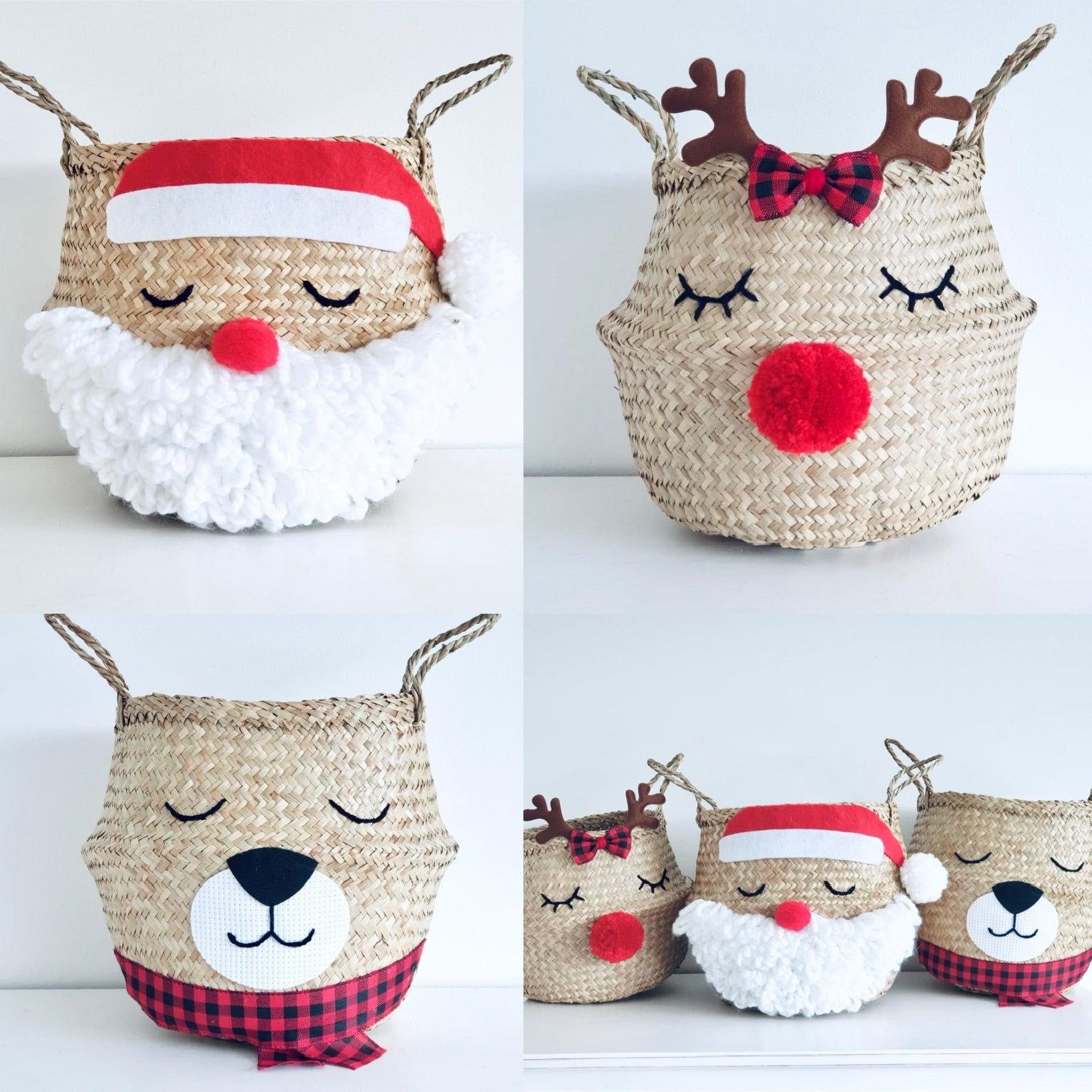 Reindeer pom pom basket - large - Bellybambino