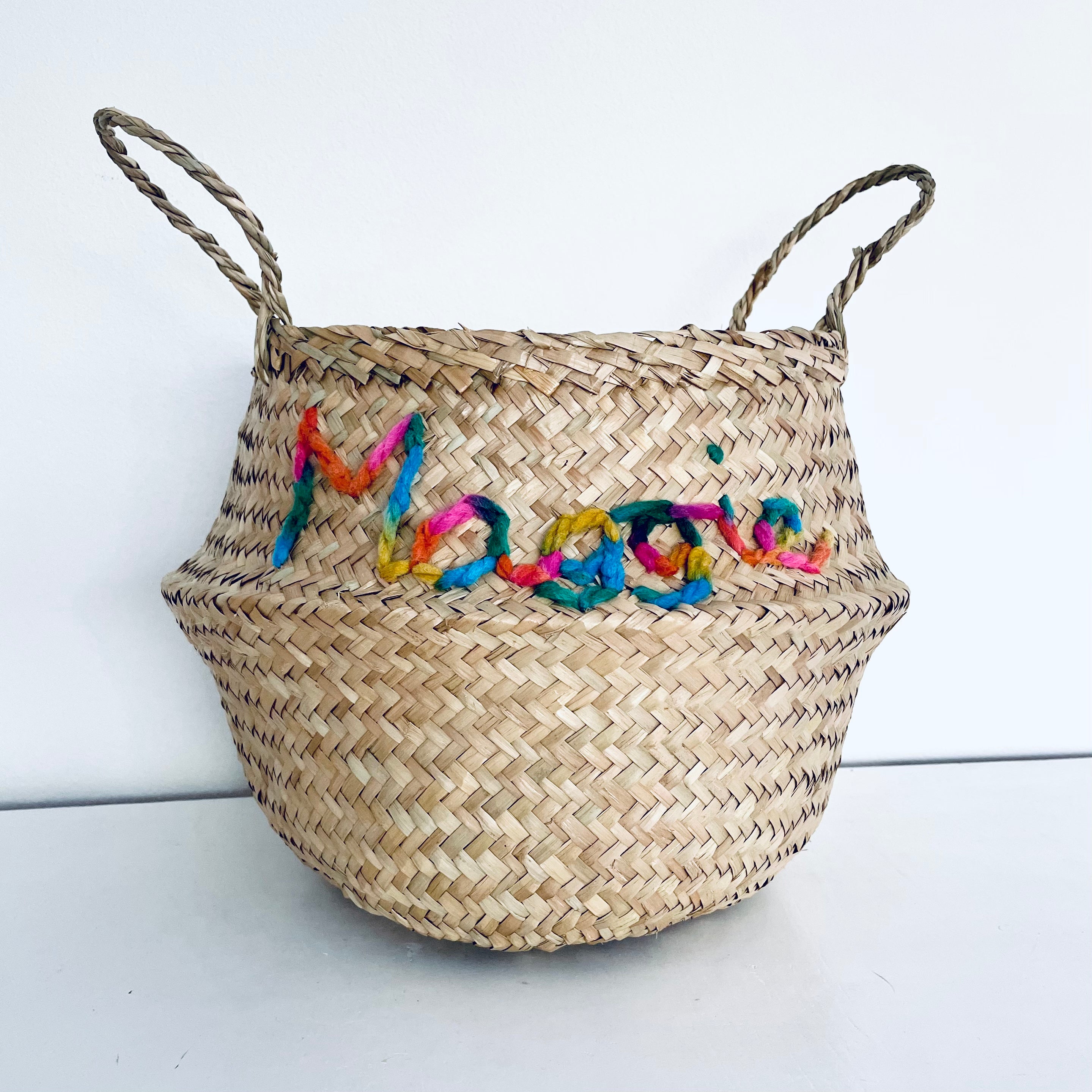 Rainbow Personalised Name basket - Large - Bellybambino